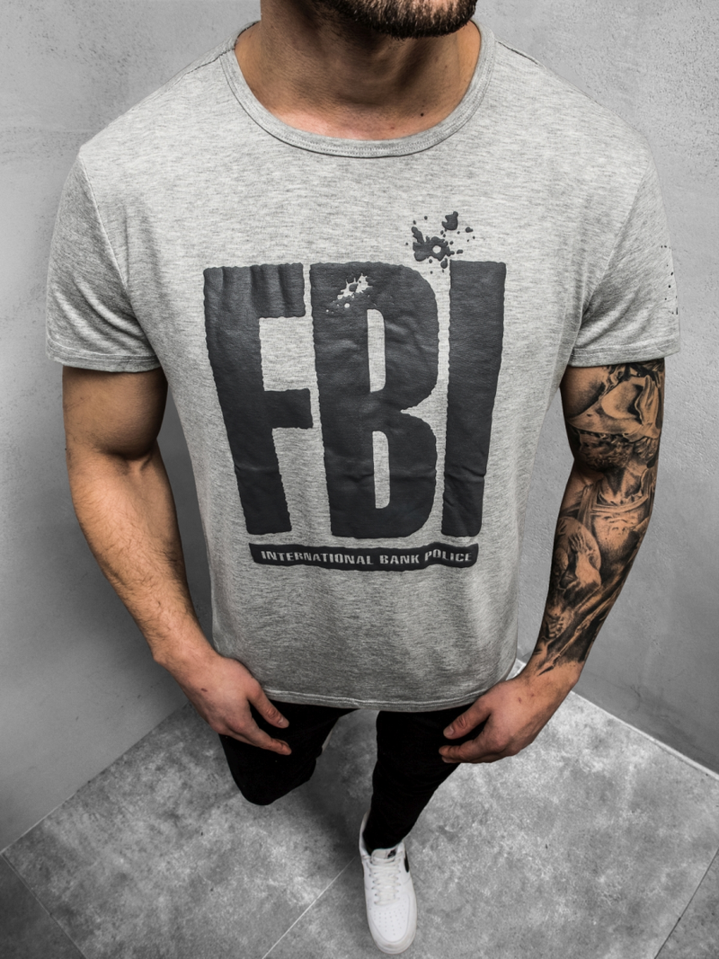 Ανδρικό μπλουζάκι γκρι OZONEE JS/SS100730Z