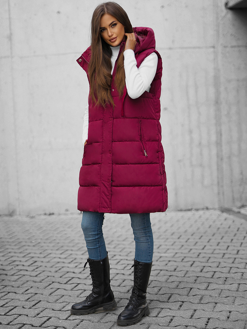 Γυναικείο αμάνικο μπουφάν mαρόν OZONEE O/81276Z