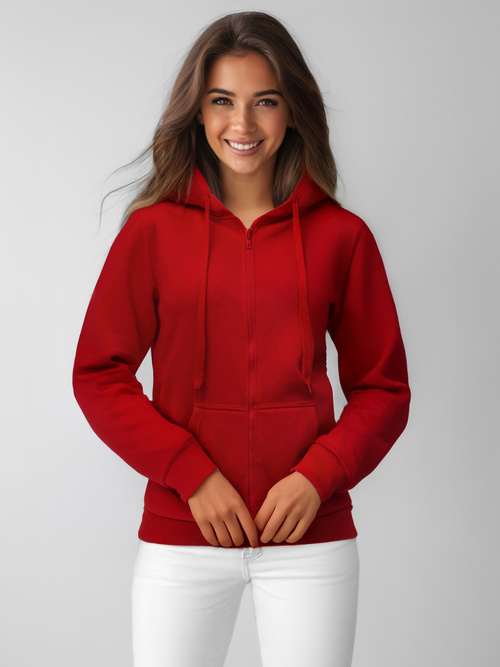 Γυναικείο φούτερ με κουκούλα σκούρο-κόκκινο OZONEE JS/W03Z