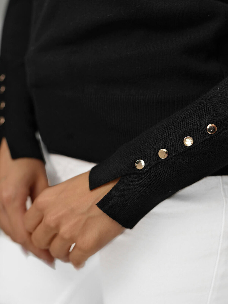 Γυναικείο πουλόβερ μαύρο OZONEE JS/8004/9