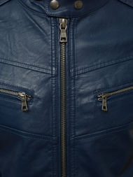 Ανδρικό δερμάτινο μπουφάν ναυτικό μπλε OZONEE YD/BF59359Z