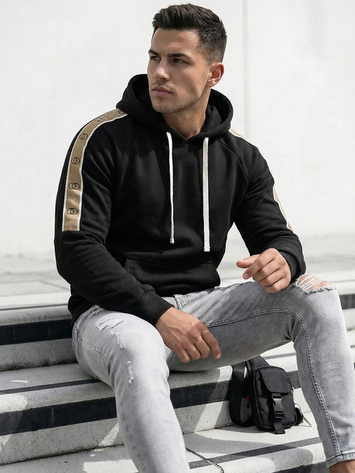 Ανδρικό Φούτερ με Κουκούλα μαύρο OZONEE JS/8B1730/3Z