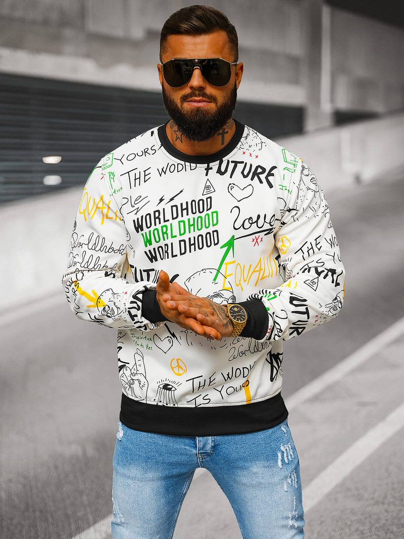 Ανδρικό Φούτερ λευκό OZONEE JS/8B1228/1