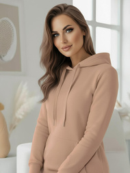 Γυναικείο φούτερ με κουκούλα Σκούρο μπεζ OZONEE JS/YS10003/91Z