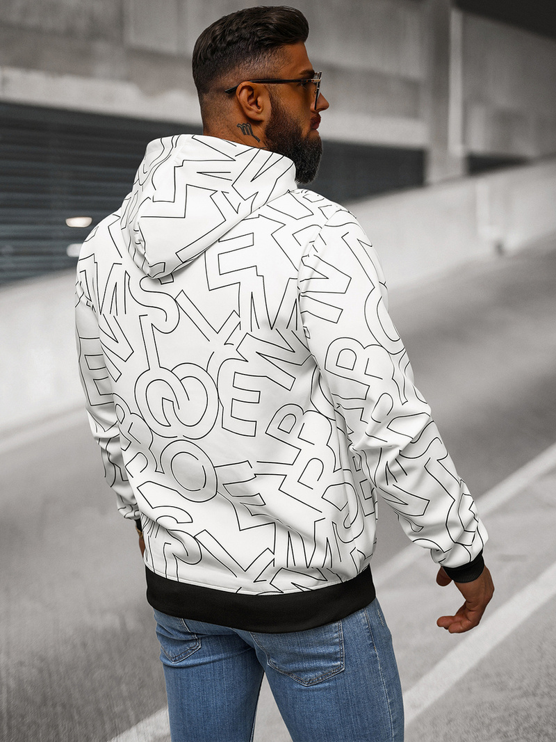 Ανδρικό Φούτερ με Kουκούλα λευκό OZONEE JS/8B1232/1