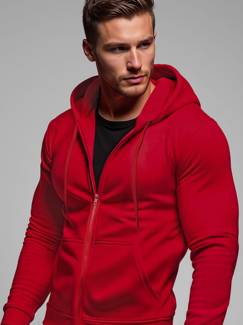Ανδρικό Φούτερ με Κουκούλα σκούρο-Κόκκινο OZONEE JS/2008