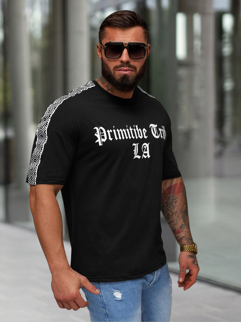 Ανδρικό μπλουζάκι μαύρο OZONEE JS/8B1380/3