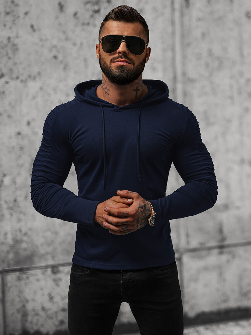 Ανδρικό μπλουζάκι με μακριά μανίκια ναυτικό μπλε OZONEE O/B258