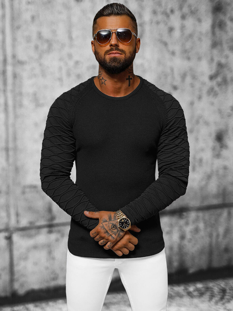 Ανδρικό πουλόβερ μαύρο OZONEE L/2486Z