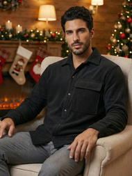 Ανδρικό πουκάμισο mαύρος OZONEE O/GOM23040Z