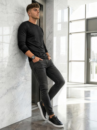 Ανδρικό τζιν παντελόνι mαύρος OZONEE O/JK2918Z