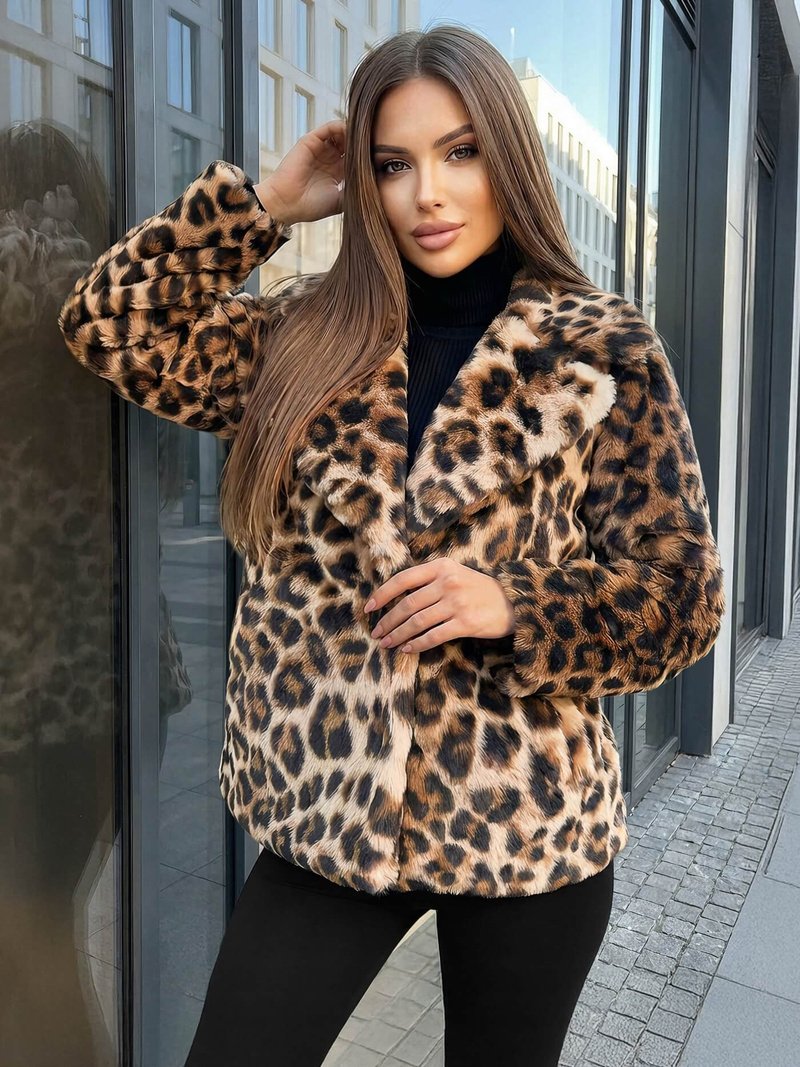 Γυναικεία μπουφάν σε μπεζ-καφέ χρώμα OZONEE JS/61M8500/158Z