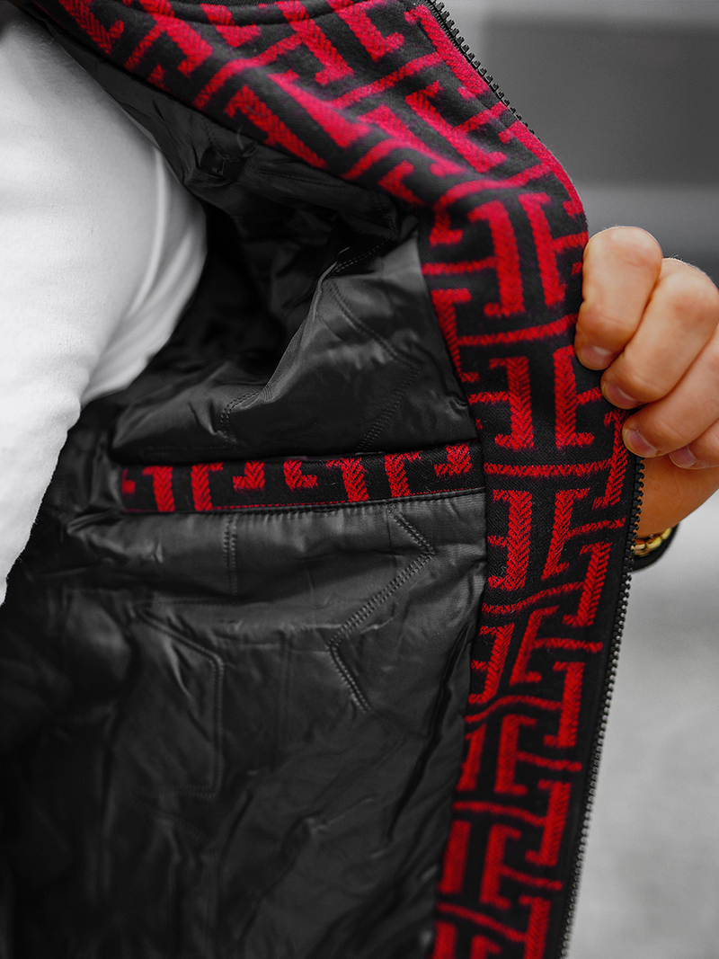 Ανδρικό μπουφάν kόκκινο και μαύρο OZONEE O/3A55