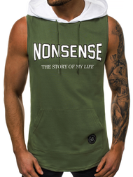 Ανδρικό μπλουζάκι με κουκούλα πράσινο OZONEE MAD/2882Z