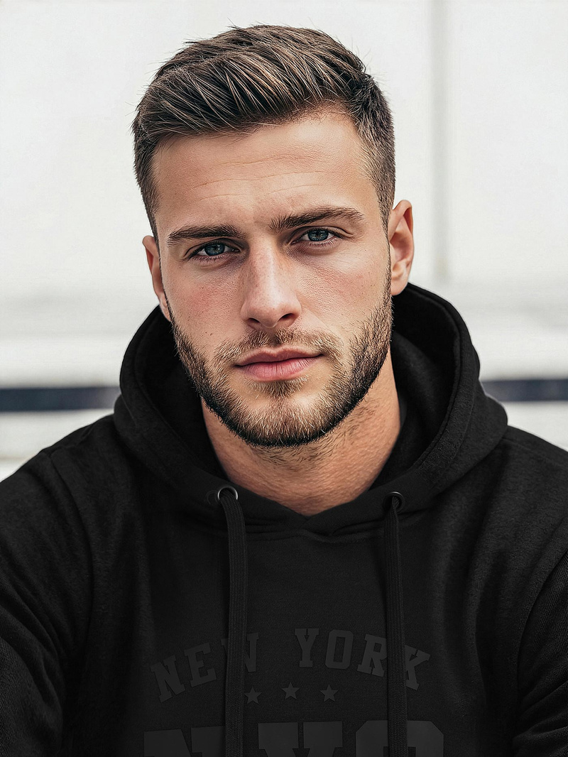 Ανδρικό Φούτερ με Κουκούλα μαύρο OZONEE JS/8B1971/3