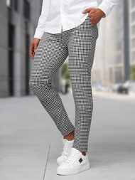Ανδρικό παντελόνι chino μαύρο-λευκό OZONEE DJ/5531Z