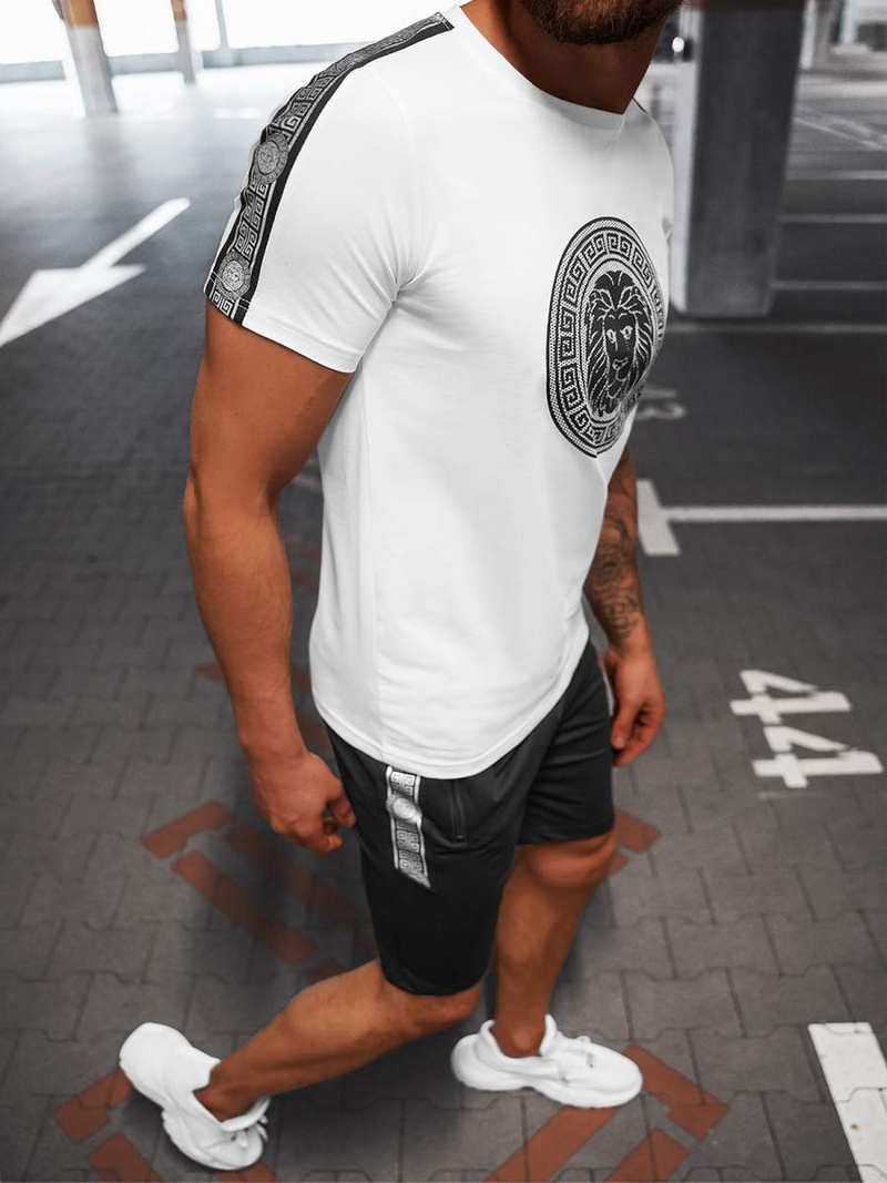 Ανδρικό σετ φόρμας ασπρό-μαύρο OZONEE O/HM788