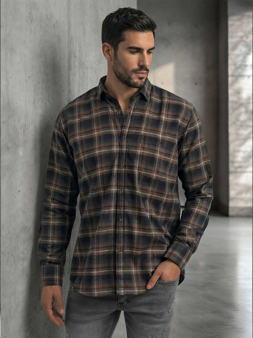 Ανδρικό πουκάμισο ναυτικό μπλε OZONEE V/V177Z