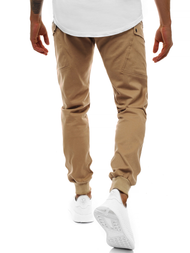 Ανδρικό παντελόνι chino jogger κάμελ OZONEE O/11103