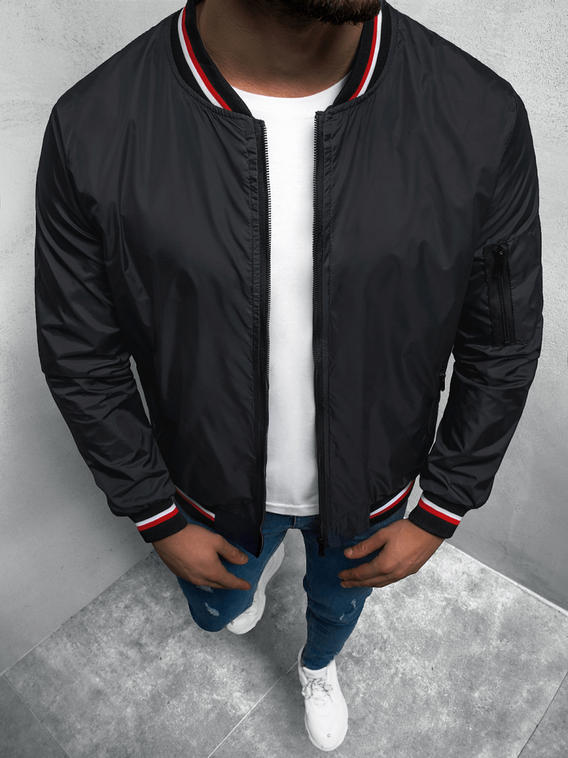 Ανδρικό μπουφάν bomber μαύρο OZONEE JS/M10290
