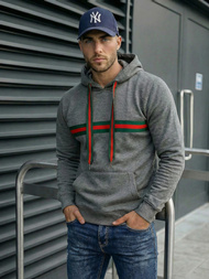 Ανδρικό Φούτερ με Κουκούλα γραφίτη OZONEE JS/8B1735/5Z