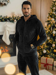 Ανδρικό βελούδινο σετ φόρμας μαύρο OZONEE JS/8C1169/3Z