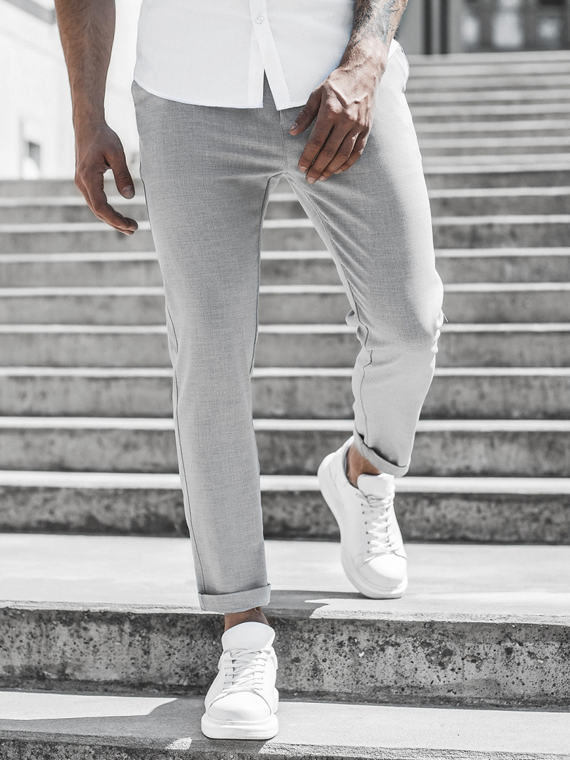 Ανδρικό παντελόνι chino γκρι OZONEE DJ/5574