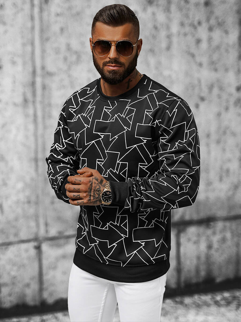 Ανδρικό Φούτερ Mαύρος OZONEE JS/8B1111/3