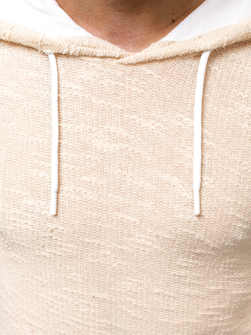 Ανδρικό φούτερ με κουκούλα μπεζ OZONEE O/1252