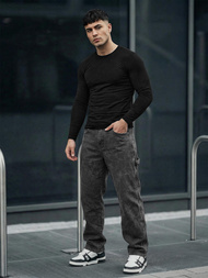 Ανδρικό τζιν παντελόνι γραφίτη OZONEE O/KK2828/5Z