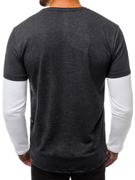 Ανδρικό μπλουζάκι με μακριά μανίκια γραφίτη OZONEE O/1292Z 