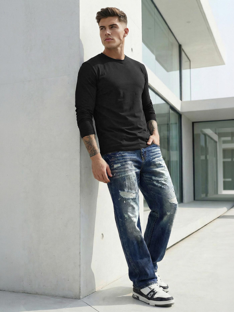 Ανδρικό τζιν παντελόνι μπλε OZONEE O/KK2885Z