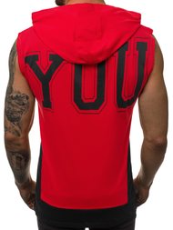 Ανδρικό μπλουζάκι με κουκούλα Κόκκινο OZONEE B/60042Z