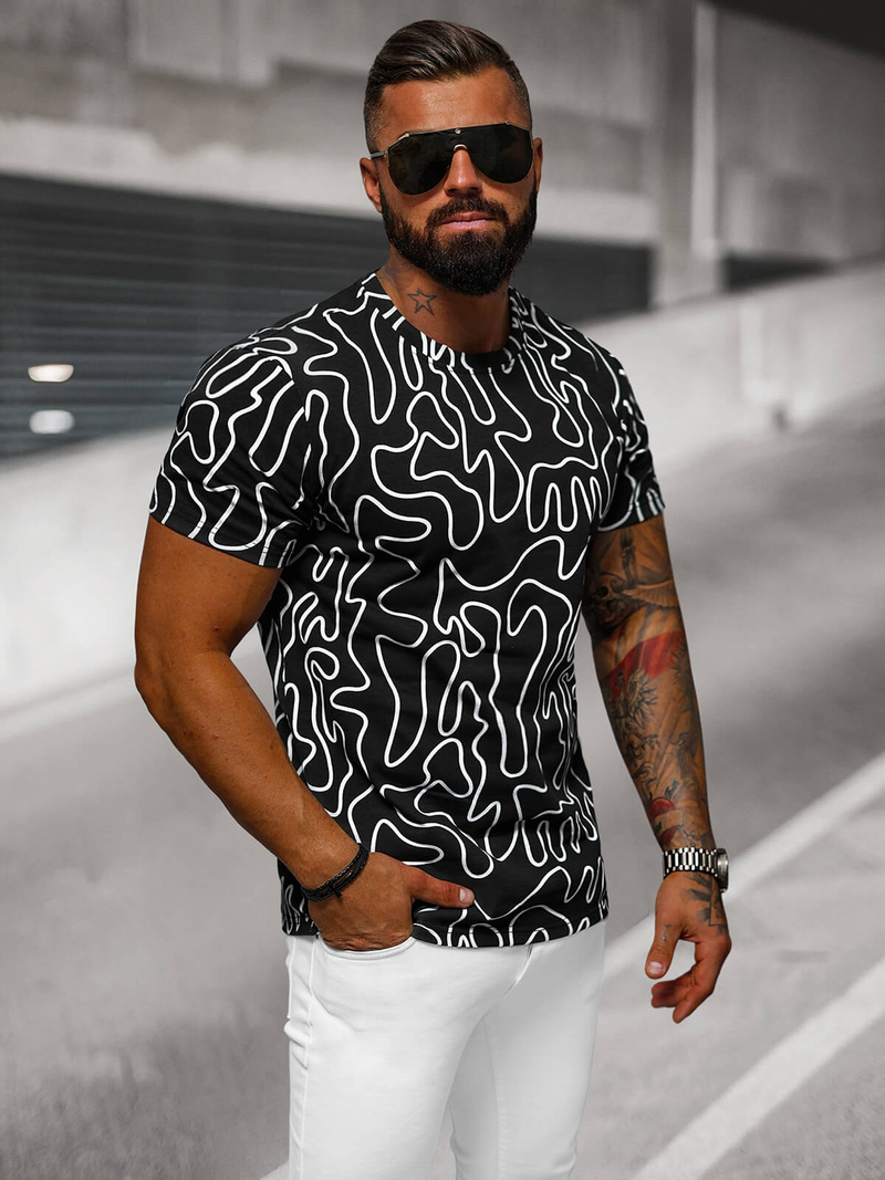 Ανδρικό μπλουζάκι μαύρο OZONEE JS/8T1198/3