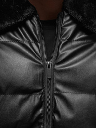 Ανδρικό δερμάτινο μπουφάν μαύρο OZONEE O/M795Z