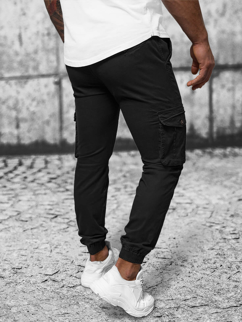 Ανδρικό παντελόνι chino jogger mαύρος OZONEE NB/MP0201N