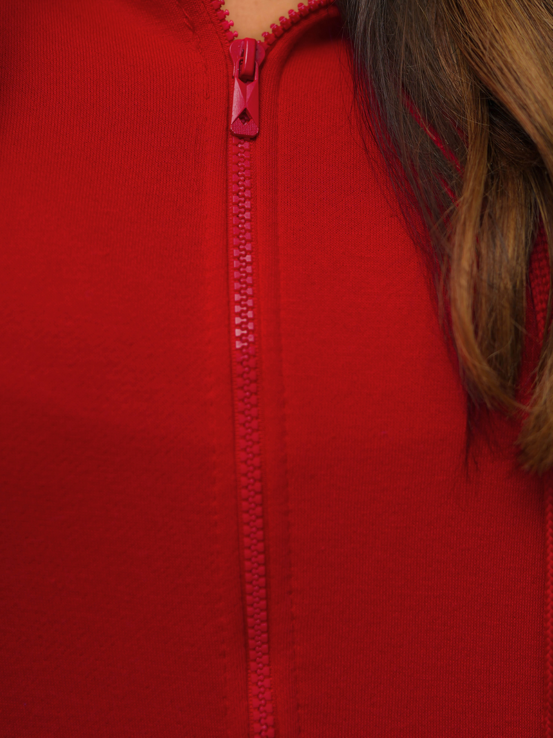 Γυναικείο φούτερ με κουκούλα σκούρο-Κόκκινο OZONEE JS/W03Z