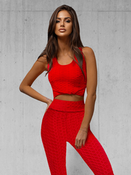 Γυναικείο σετ φόρμας δύο κομματιών kόκκινο OZONEE JS/YW88037/5Z