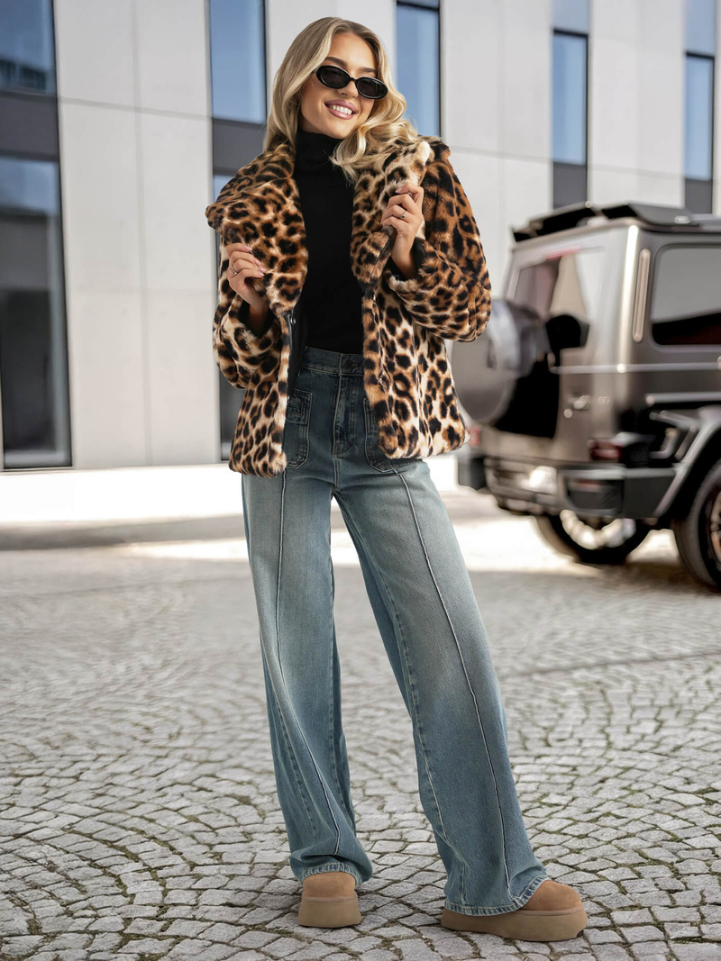 Γυναικεία μπουφάν σε μπεζ-καφέ χρώμα OZONEE JS/61M8500/158