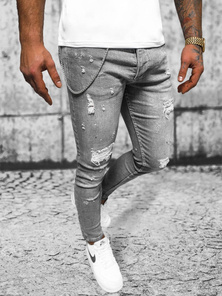 Ανδρικό τζιν παντελόνι Γραφίτης OZONEE O/MB459