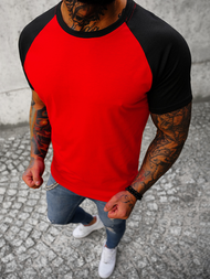 Ανδρικό μπλουζάκι kόκκινο και μαύρο OZONEE JS/8T82/8