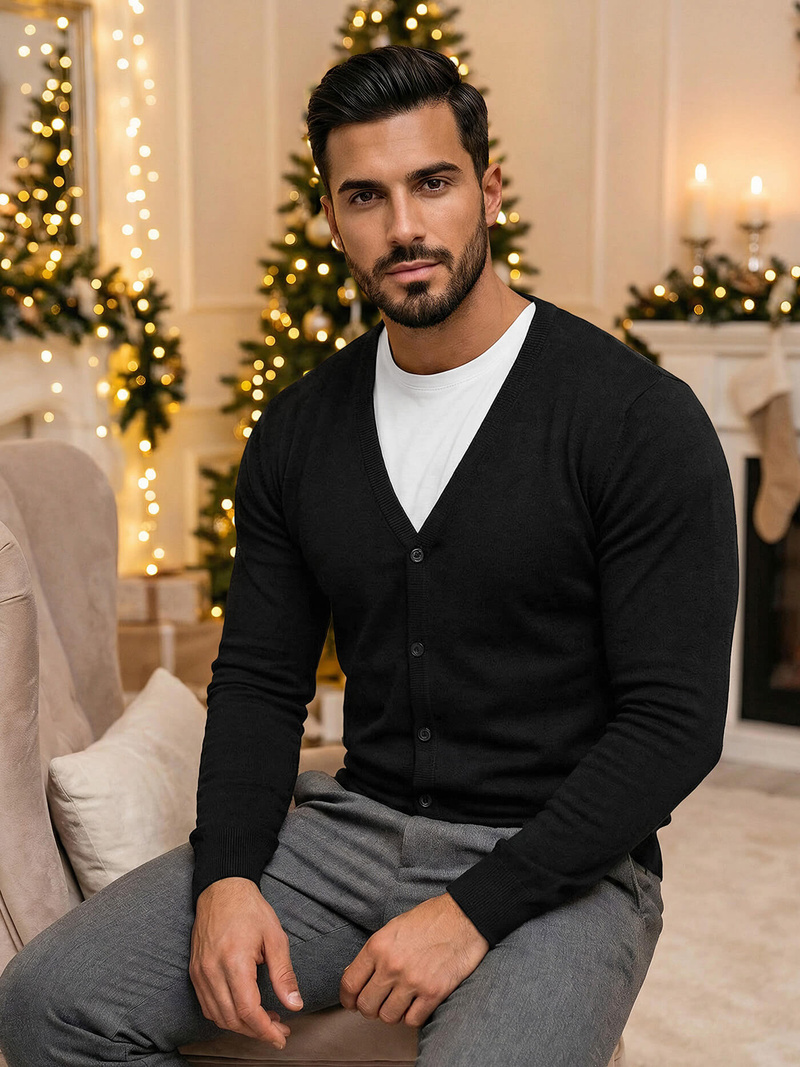 Ανδρικό πουλόβερ μαύρο OZONEE NB/MM6006/4Z