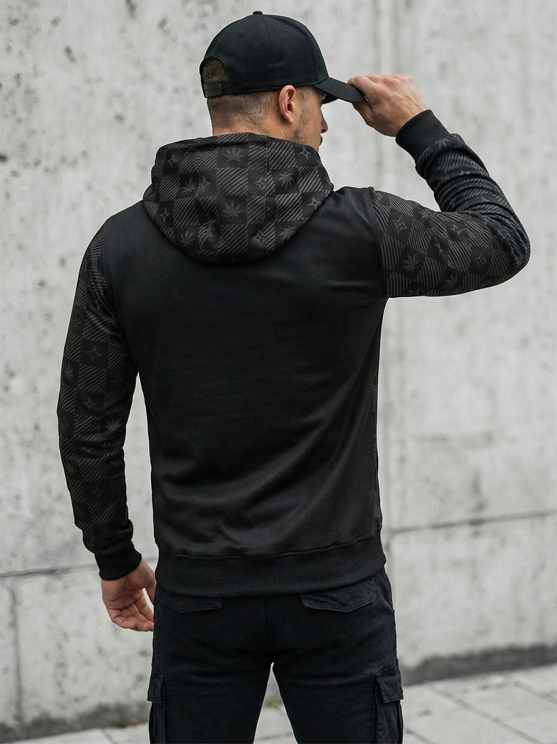 Ανδρικό Φούτερ με kουκούλα μαύρο OZONEE O/B265Z