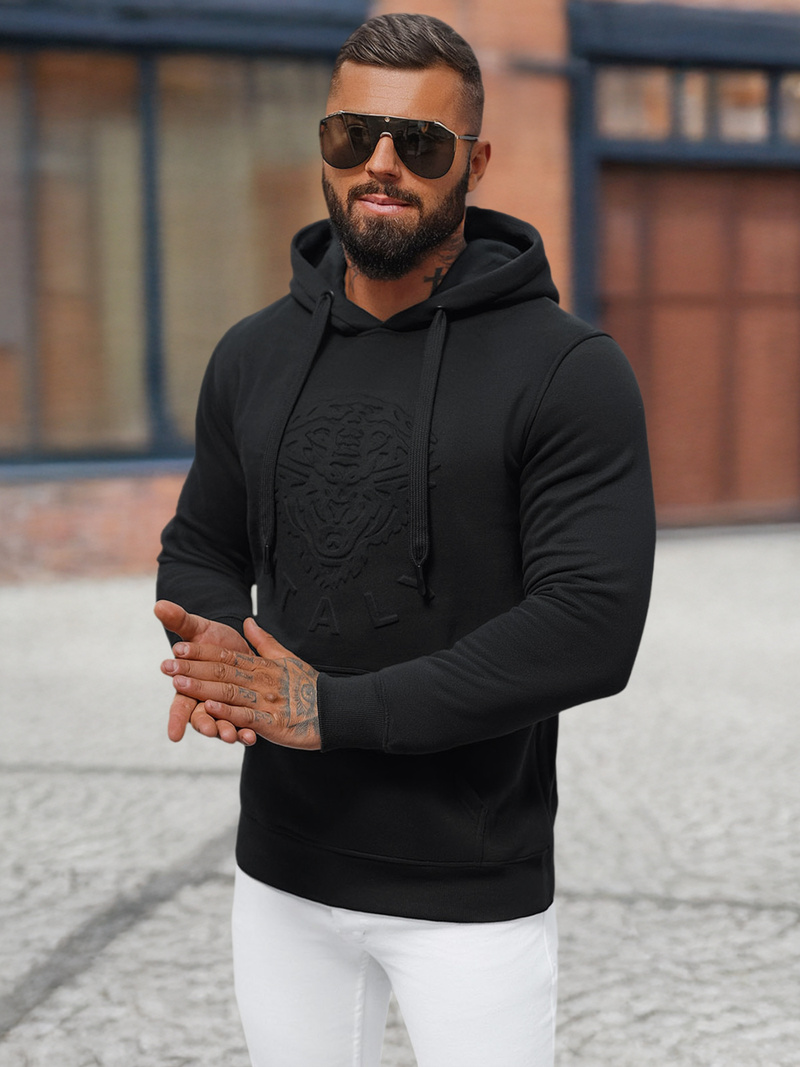 Ανδρικό Φούτερ με kουκούλα μαύρο OZONEE NB/MF2012