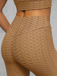 Γυναικείο σετ φόρμας δύο κομματιών kαμήλα OZONEE O/22754Z