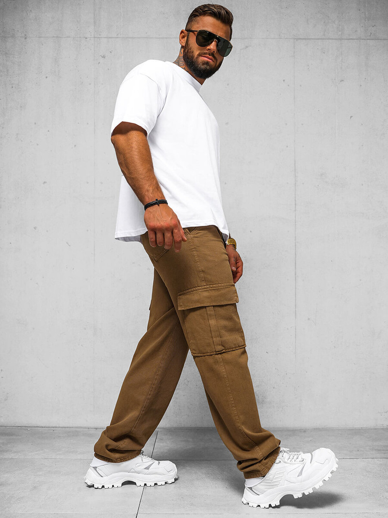 Ανδρικό παντελόνι καφέ OZONEE DO/4001