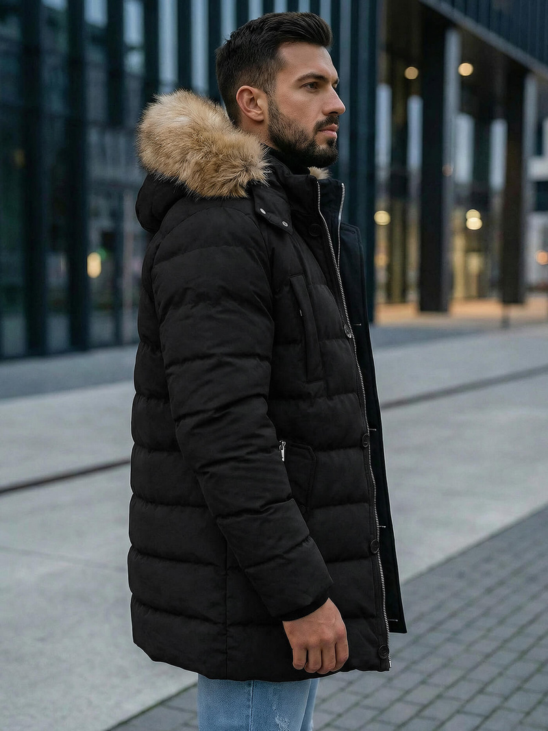 Ανδρικό χειμερινό μπουφάν mαύρος OZONEE JS/5M3122/392Z