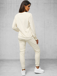 Γυναικείο βελούδινο σετ φόρμας eκρού OZONEE O/8C1173/155Z