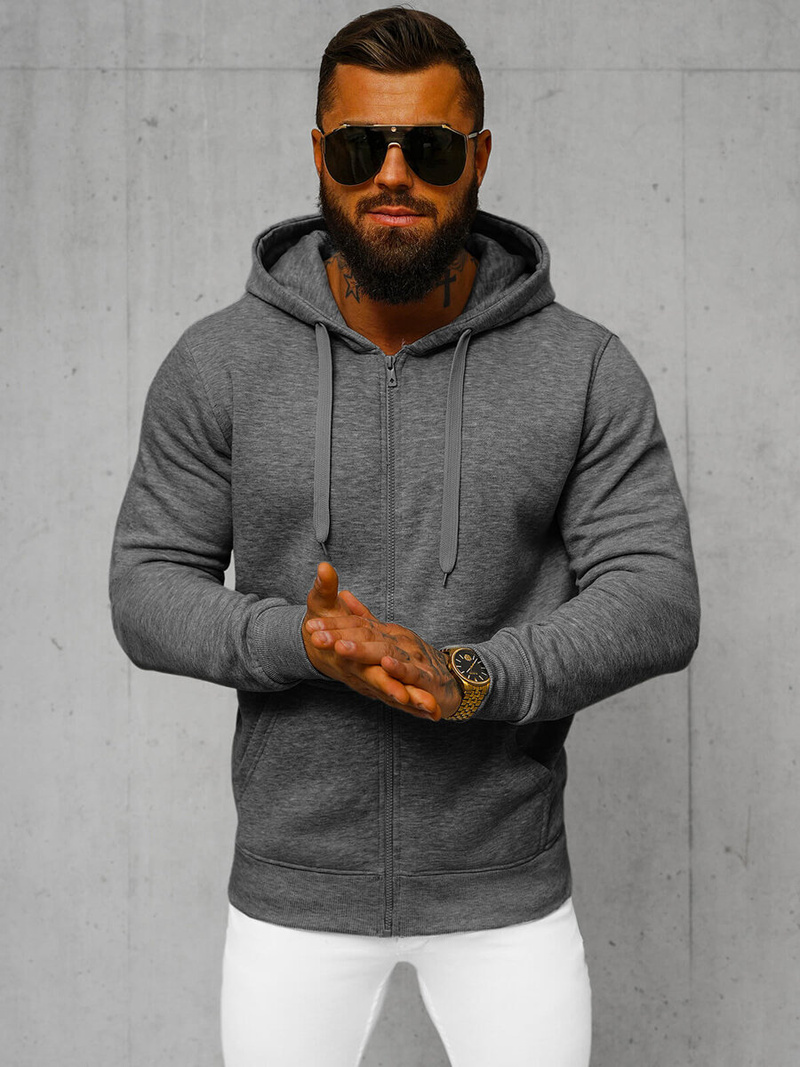 Ανδρικό Φούτερ με Κουκούλα σκούρο-γκρι OZONEE JS/2008Z