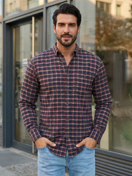 Ανδρικό πουκάμισο μπορντό OZONEE V/V176Z